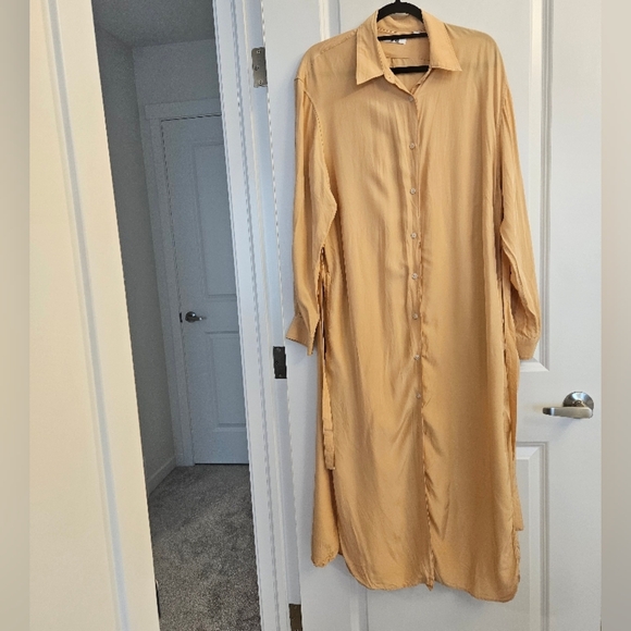 Uniqlo long sleeve maxi shirt dress M - Picture 2 of 9